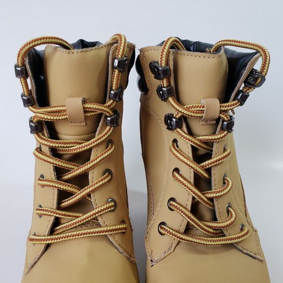 Joe Boxer Allyn Chunky Ankle Booties Women 8 Beige Tan Faux Leather Block Heel - Picture 14 of 16